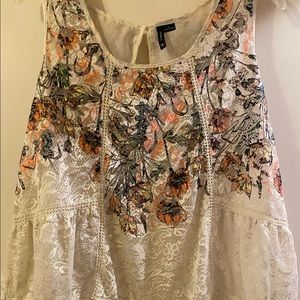 Lace Tank Top with Flower Design